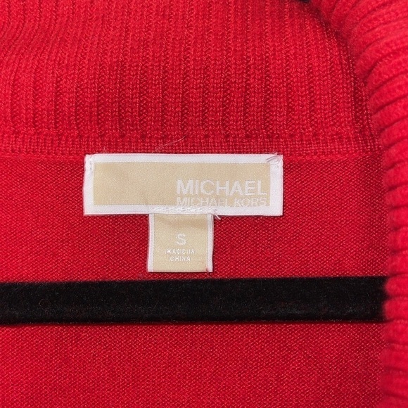 MICHAEL KORS FRINGE RED COWLNECK SWEATER (S) - Picture 3 of 4